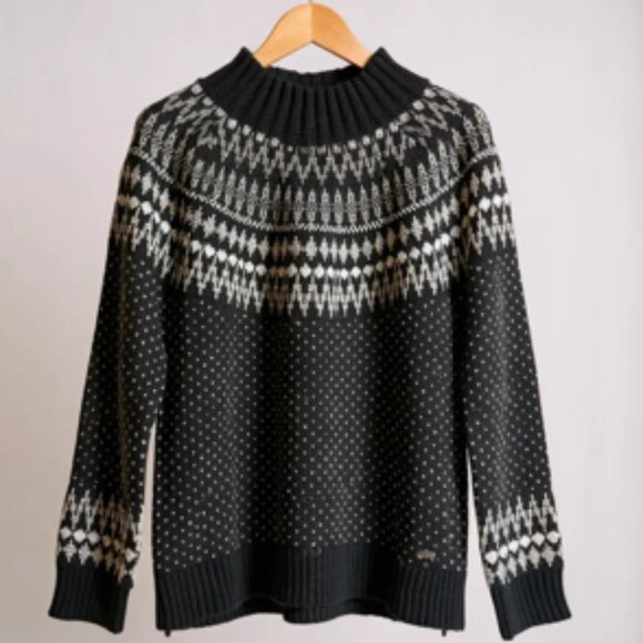 Eddie Bauer Sweaters - Eddie Bauer Women’s Wool Blend Nordic Fair Isle Sweater Black Ivory Size Large